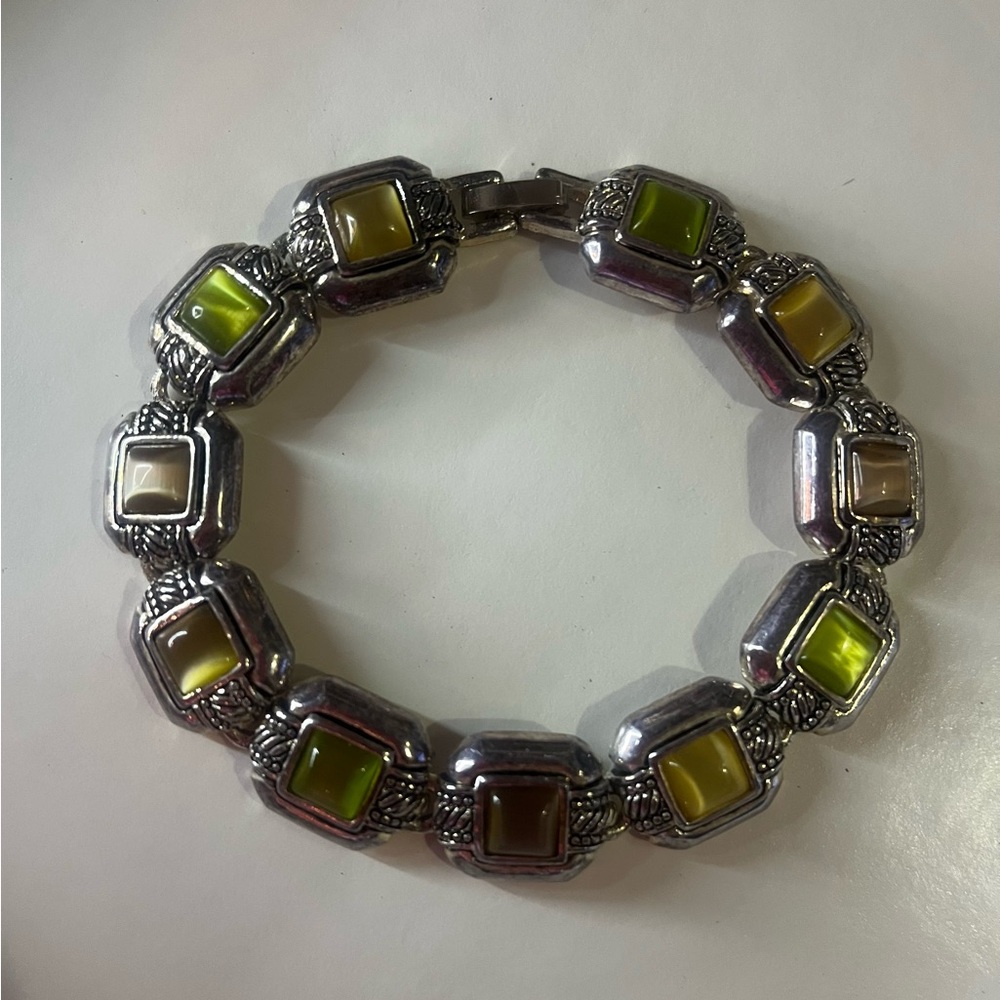 Vintage y2k beaded silver plated bracelet